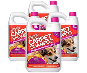 Cleenly Pet Carpet Shampoo Cleaner Solution 20L - Citrus Splash Fragrance - Safe for All Carpet Cleaning Machines - Effectively Removes Dog, Cat, Odours, Urine/Wee Smells