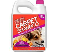 Cleenly Pet Carpet Shampoo Cleaner Solution 5L - Citrus Splash Fragrance - Safe for All Carpet Cleaning Machines, Effectively Removes Dog, Cat, Pet Odours, Urine/Wee Smells,