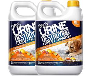 Cleenly Urine Destroying Enzyme Carpet Shampoo Cleaning Detergent (2 x 5 litres) - Digests Urine Salts - Gets Rid of Urine, Vomit, and Faeces Stains