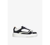 Cleens Mens Cleens Essential Suede and Mesh Trainers White/Navy Eur 42 / 8 UK Men