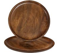 CLEENTABLE 2 Pack Wooden Charger Plates - 12" Rustic Wood Serving Platter - Round Dinner Plates, Decorative Tableware, Farmhouse Table Decor, Rustic Kitchen Plates, Wedding, Party, Events (Walnut)