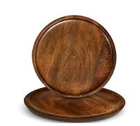 CLEENTABLE 2-Pack Wooden Dinner Plates, 12in Round Charger, Walnut