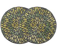 CLEENTABLE Beaded Placemats for Dining Table Dia 13 Inches Beaded Placemats Round for Gathering Thanksgiving - Occasional Decoration and Family Parties Celebrations - 2 Pack - Plae Blue Lush Green
