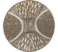 CLEENTABLE Brown Grey Round Beaded Placemats, Set of 2