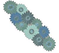 CLEENTABLE Decorative Floral Beaded Table Runner - 13x36 Inches Handmade for Christmas, Thanksgiving, Weddings & Special Occasions - Perfect for Dining Tables & Buffets (Blue)