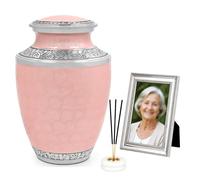 CLEENTABLE Metal Cremation Urn for Human Ashes, Adult, Pink & Silver