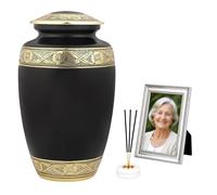 CLEENTABLE Metal Cremation Urn for Human Ashes, Black & Gold
