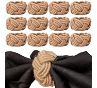 CLEENTABLE - Nautical Woven Napkin Rings - Set of 12 Coastal Jute & Cotton Tabletop Decor for Weddings, Parties & Everyday Dining