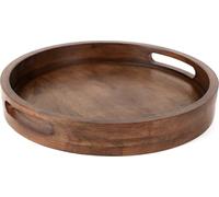 CLEENTABLE Round Wooden Serving Tray, Walnut