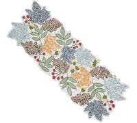 CLEENTABLE Runner for Dining Table, Classic Beaded Table Runner, Stain Resistant, 36'' x 13'', Teal/Green/Yellow