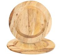 CLEENTABLE Solid Wood Charger Plates Set of 2, 13 Inch Handcrafted Round Rustic Serving Plates, Natural Wooden Tableware for Indoor & Outdoor Dining, Weddings, Holidays, Parties, (Natural)