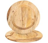 CLEENTABLE Wooden Serving Platter Set of 2-13" Handcrafted Serving Plates - Round Rustic Natural Tableware for Indoor/Outdoor Dining, Weddings, Holidays, Party, Sushi, Dinnerware (Natural)