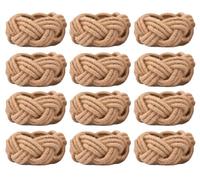CLEENTABLE Woven Napkin Rings, Set of 12, Natural Coastal