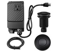 CLEESINK Garbage Disposal Air Switch Kit, Matte Black, SHORT/2.83" | UL Listed, Sink Top Air Switch Button with Single Outlet, Fits Most Garbage Disposals, Ideal for Stainless Steel Sink Tops