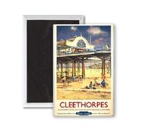 Cleethorpes It's Quicker By Rail - Pier - 3x2 inch Fridge Magnet - large magnetic button