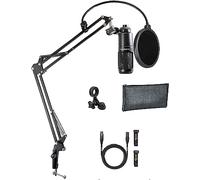 Clef Audio Labs Audio Technica AT2020 Cardioid Condenser Microphone Ideal for Project & Home Studio Applications Bundled with Boom Arm, Pop Filter, and 10-FT Balanced XLR Cable