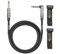 Clef Audio Labs Instrument Guitar Cable, 15ft - 1/4 inch TS Straight to Right Angle Electric bass Guitar AMP Cord, 22AWG, Black-Chrome Zinc Alloy Shell, PVC Jacket