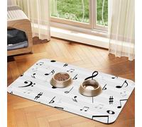 Clef Music Notes Sheet Symbol Treble Abstract,Waterproof Pet Feeding Mat,PU Leather Placemats for Cat Dog Water Bowl,Food Mats,30x45cm