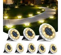 CLEFFNS 8 Pcs Solar Ground Lights,solar Disc Light Outdoor Waterproof, For Pathway, Yard, Deck, Lawn, Patio, Swimming Pool,warm White