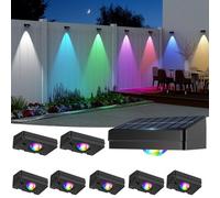 CLEFFNS 8Pcs Solar Led Wall Light, Rgb Color Changing Spotlight Outdoor Garden Path Lighting,10 Modes Auto On/off,ip44,for Yard&courtyard
