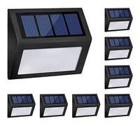 CLEFFNS 8Pcs Solar Step Lights 6 Led Waterproof For Deck Stairs Gardens,no Wiring Required,outdoor Security Lighting For Yards White Light