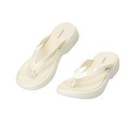 CLEIKS Toe Separator Women's Flip Flops with Hearts Slippers Bathing Shoes Slippers Flat Bathing Slippers Wide Summer Shoes Sandals Women Slippers Mules, beige, 8 UK