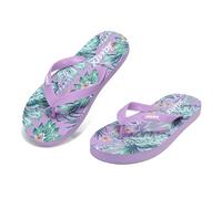 CLEIKS Women's Comfortable Beach Toe Separator with Tropical Flowers Lace Lightweight Sandals, purple, 6 UK