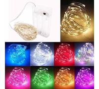 Cleiscry 1 x 2 m 3 m 5 m 10 m led fairy lights copper wire USB or battery operated led string light fairy light for Christmas lights wedding party (multicoloured (RGB), box 3 x AA 2 metres)