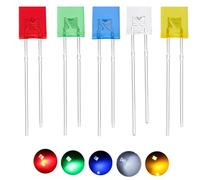 Cleiscry 100pcs 2x3x4mm square glasses, 5 colors, LED light emitting diode, white, yellow, red, green, blue, electronic for science projects, schools and DIY projects