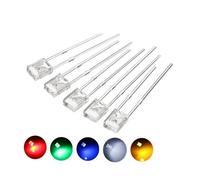 Cleiscry 100PCS 2X5X7 Square LED Transparent Light-Emitting Diode White Yellow Red Green Blue Electronic DIY Kit (5 Colors (R,G,B,Y,W), 2X5X7 Transparent Len)