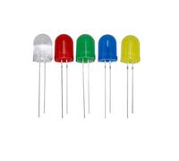Cleiscry 50pcs 10mm LED light diodes set with 5 colors 10pcs per color LED light diode red blue green yellow white led light diffuse diodes 2 pin round head led diodes assortment kit