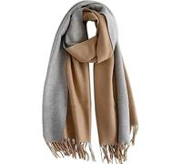 CLELLA 80''*27'' Scarf Women Cashmere Scarf With Gift Box Double Sided Winter Pashmina Shawl Thick Oversized Scarves Wraps with Tassels Christmas (Beige and grey)
