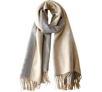 CLELLA 80''*27'' Scarf Women Cashmere Scarf With Gift Box Double Sided Winter Pashmina Shawl Thick Oversized Scarves Wraps with Tassels Christmas (White and gray)