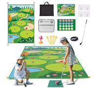 Clemas Premium Chipping Golf & Dart Practice Mat Set - Indoor/Outdoor Game Kit for Family Fun - Includes Golf Club, Sticky Balls, Club Tee, Scoreboard, and Accessories