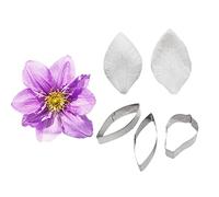 Clematis Petals Fondant Mould Sets 5pcs Cookie Cutters+Silicone Moulds for Cupcake Toppers Edible Sugar Craft Cake Decorating Gumpaste Clay Chocolate Candy