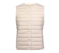 Clementie Women's Ultralight Down Gilet Down Vest Women's Fashion Short Collarless Lightweight Vest for Ladies - Ideal for Travelling, Hiking, Camping (L,Beige)