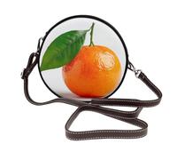 Clementine With A Green Leaf Women Round Crossbody Bags Leather Sling Bag Purse