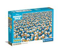 Clementoni 1000-Piece Jigsaw Puzzle Impossible Donald Duck - Compact Box, Poster Included, Adults 14-99, Unisex, Blue, Cardboard, 70 x 50 cm,