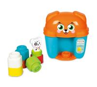 Clementoni 17769 Dog & Puppy Bucket-Soft, Clemmy Blocks for 6 Months, Building Bricks Washable, Construction Kids, Early Development & Activity Toys, Made in Italy, Multi-Coloured