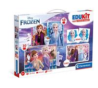 Clementoni - 18292 - Edukit 4 In 1 Disney Frozen (30 And 48 Pieces Puzzle, Memo And Six Cubes), Children Jigsaw Puzzle, Memo Games, Card Games For Kids 4 Years, Made In Italy