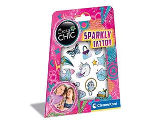 Clementoni - 18685 - Crazy Chic - Sparkly Tattoo - Temporary Tattoos For Kids, Tattoo Kit For Kids
