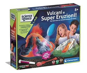 Clementoni - 19354 - Science and Play Lab - Volcanoes and Super Eruptions - Scientific Experiments for Children from 8 Years, Fluorescent Educational Volcanic Eruption (Game in Italian), Made in Italy
