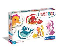 Clementoni - 20835 - Supercolor My First Puzzles Sea Life - 2,3,4,5 Pieces, Jigsaw Puzzle For Kids Age 2, Puzzle Cartoon, Puzzle Shapes, Made In Italy