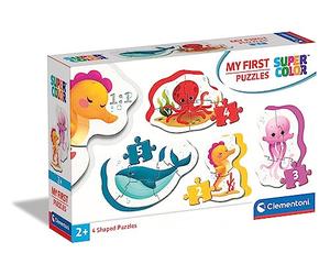 Clementoni - 20835 - Supercolor My First Puzzles Sea Life - 2,3,4,5 Pieces, Jigsaw Puzzle For Kids Age 2, Puzzle Cartoon, Puzzle Shapes, Made In Italy