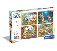 Clementoni - 21514-4 In 1 Supercolor Puzzle - Disney Winnie The Pooh - 12+16+20+24 Pieces, Jigsaw Puzzle For Kids Age 3, Puzzle Cartoon, Made In Italy