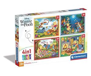 Clementoni - 21514-4 In 1 Supercolor Puzzle - Disney Winnie The Pooh - 12+16+20+24 Pieces, Jigsaw Puzzle For Kids Age 3, Puzzle Cartoon, Made In Italy