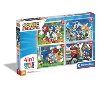 Clementoni - 21522-4 In 1 Supercolor Puzzle - Sonic - 12+16+20+24 Pieces, Jigsaw Puzzle For Kids Age 3, Puzzle Cartoon, Made In Italy