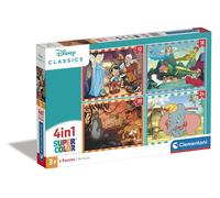 Clementoni - 21523 - Supercolor Puzzle 4 In 1 - Disney Classics - 12+16+20+24 Pieces, Jigsaw Puzzle For Kids Age 3, Puzzle Cartoon, Made In Italy