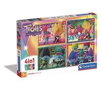 Clementoni - 21527 - Supercolor Puzzle 4 In 1 - Trolls 3-12+16+20+24 Pieces, Jigsaw Puzzle For Kids Age 3, Puzzle Cartoon, Movie Puzzle, Made In Italy