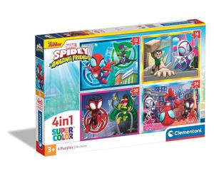 Clementoni - 21528 - Supercolor Puzzel 4In1 - Marvel Spidey And His Amazing Frie